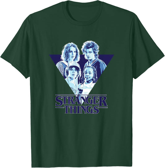 Stranger Things Steve & Robin Babysitters Gradient Triangle T-Shirt - T-Shirt | Forest