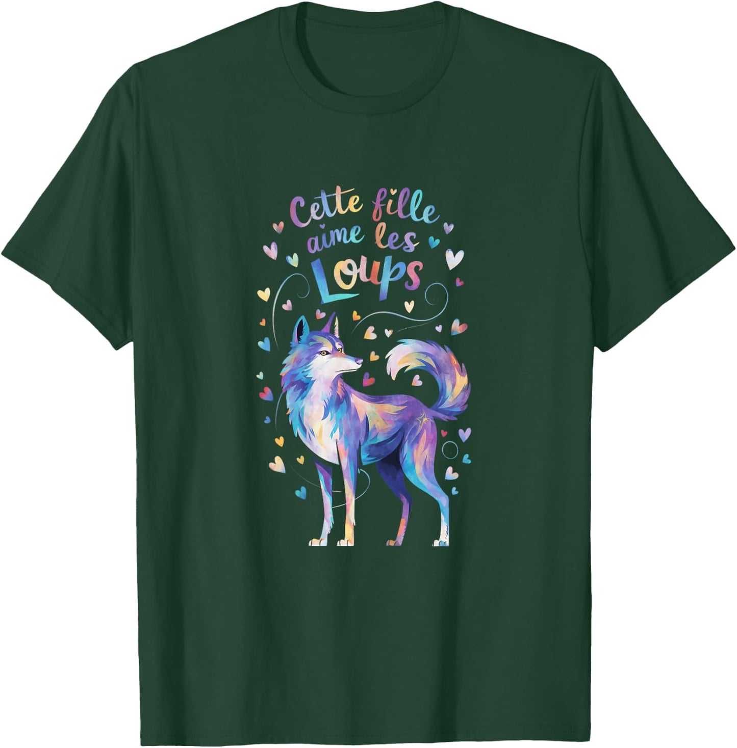 Cette Fille Aime les Loups Gift Cute , Black, Female X-Small T-Shirt - T-Shirt | Forest