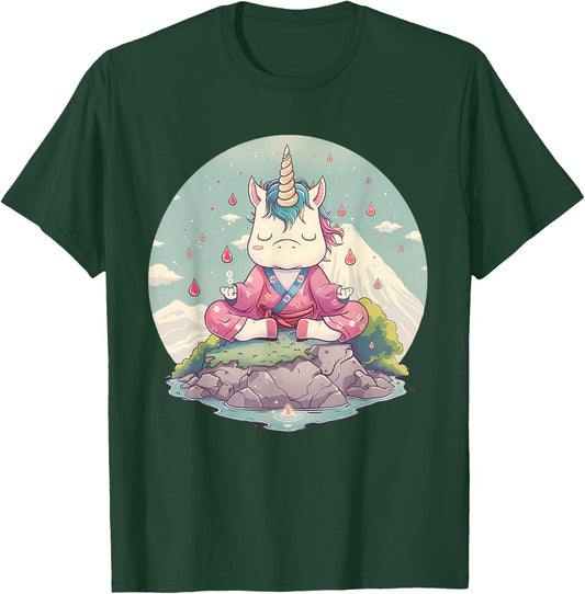 Meditation Unicorn Buddhist Hindu Zen Buddha Spirituality T-Shirt - T-Shirt | Forest