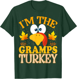 99 Gifts Thanksgiving I'm The Gramps Turkey Matching - -Adults, Small, Black, Short Sleeve, Turkey Print, Thanksgiving, Classic Fit, Modern Style, Family Matching T-Shirt - T-Shirt | Forest