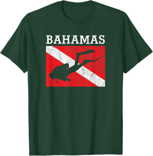 Vintage Bahamas Scuba Dive Flag Vacation Souvenir T-Shirt - T-Shirt | Forest