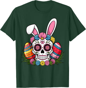 Sugar Skull Bunny Rabbit Ears Mexican Easter Day T-Shirt - T-Shirt | Forest