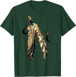 Southwest Native American Indian Tribal Art Feathers T-Shirt - T-Shirt | Forest