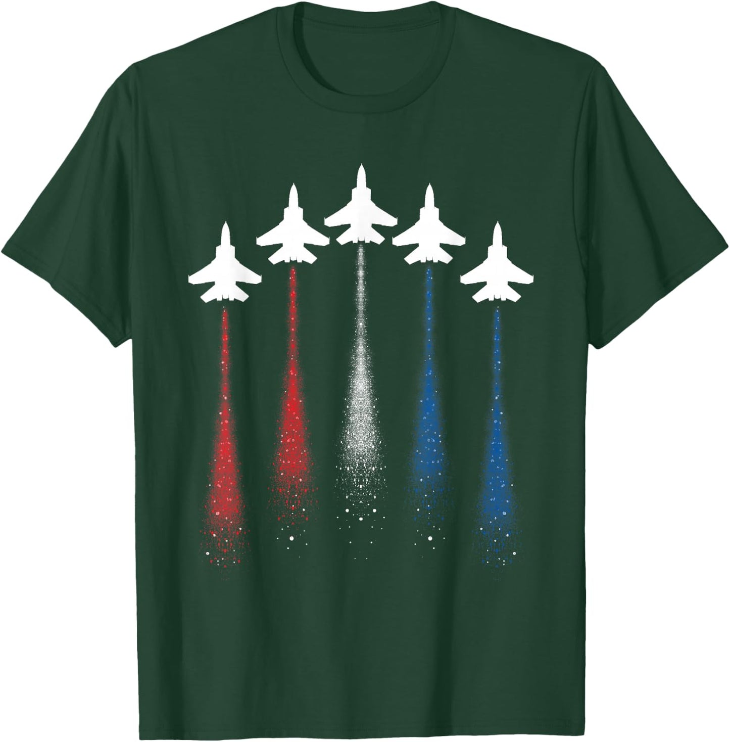 Patriotic USA Flag Red White Blue Fighter Jets 4th of July T-Shirt - T-Shirt | Forest