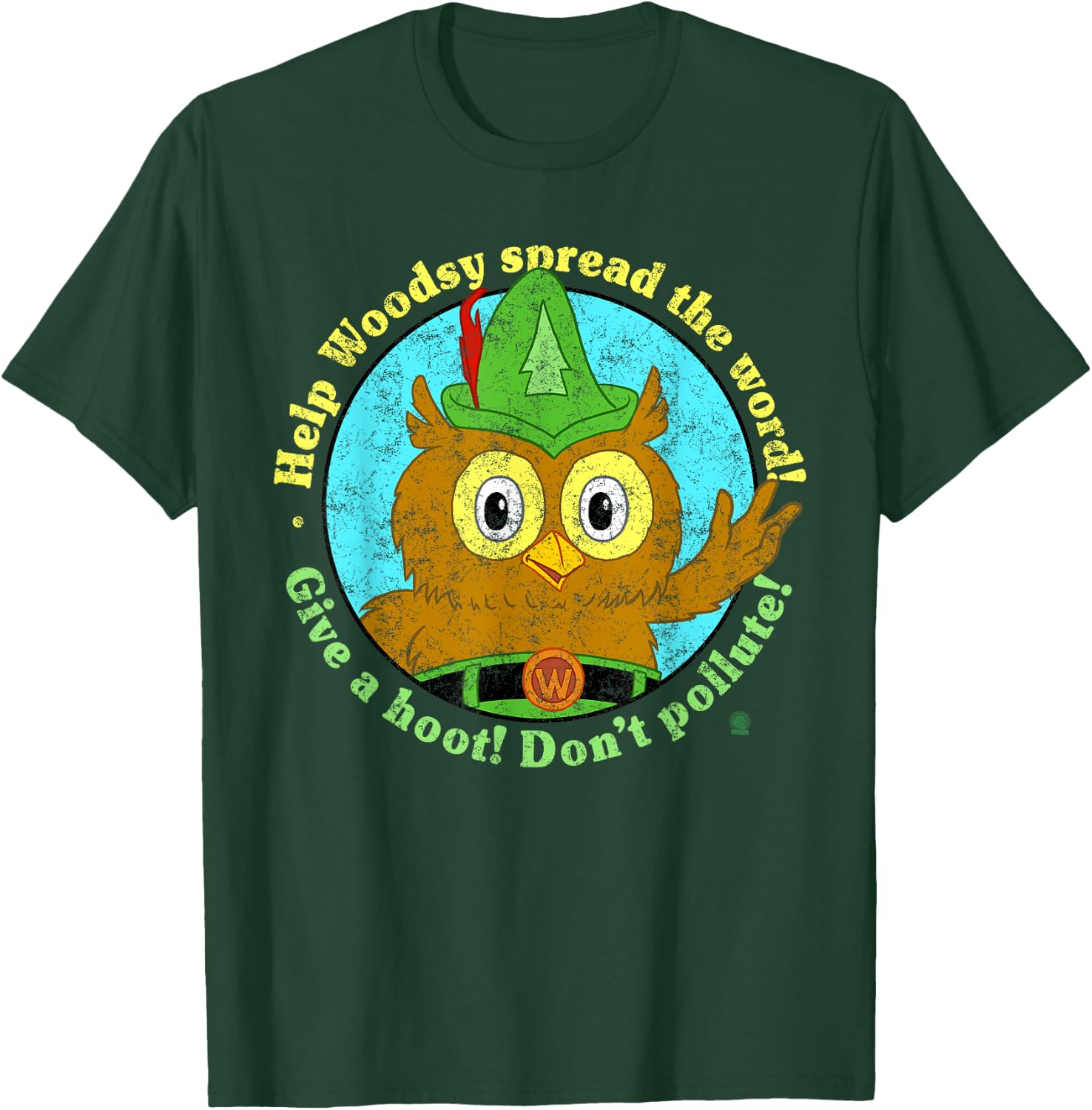Woodsy Owl Give a Hoot Don't Pollute Distressed T-Shirt - T-Shirt | Forest