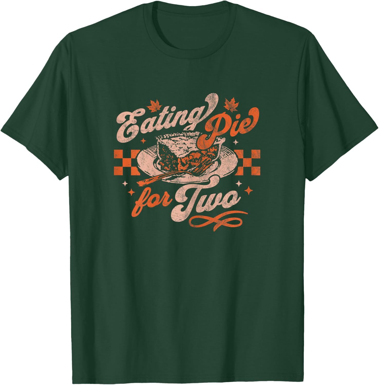 Eating Pie For Two - Thanksgiving Pregnancy Announcement T-Shirt - T-Shirt | Forest