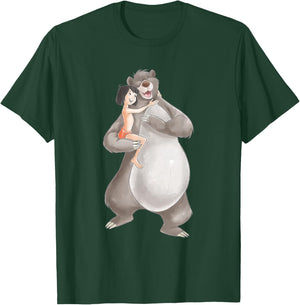 Jungle Book Watercolour Balu And Maugli , Black, S T-Shirt - T-Shirt | Forest