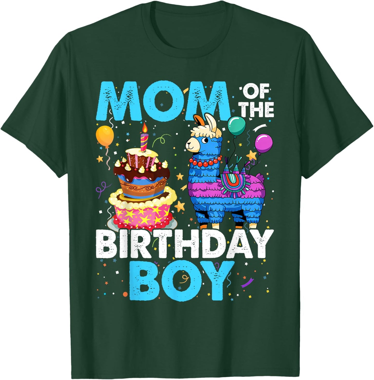 Mom Birthday Boy Llama Pinata Party Matching Family T-Shirt - T-Shirt | Forest