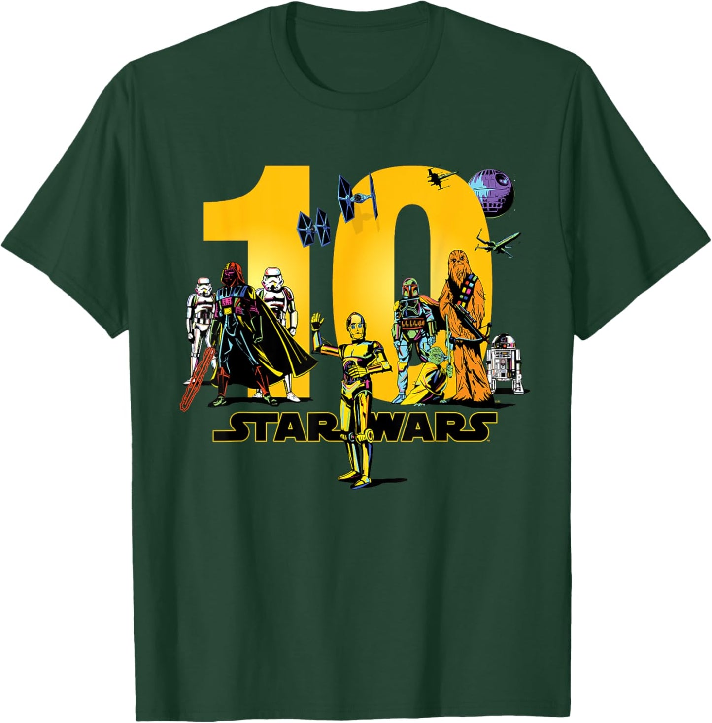 Star Wars Classic Characters Tenth Birthday 10 Years Old , black T-Shirt - T-Shirt | Forest
