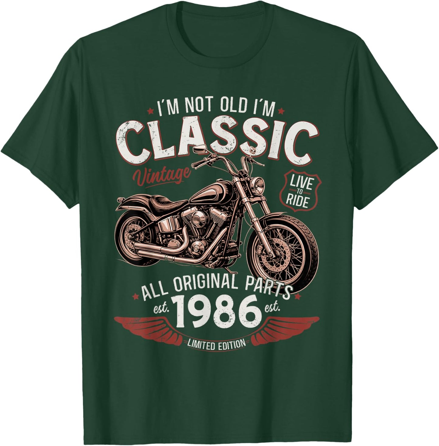 40ème Anniversaire Homme Moto Motard Biker 1986 T-Shirt - T-Shirt | Forest