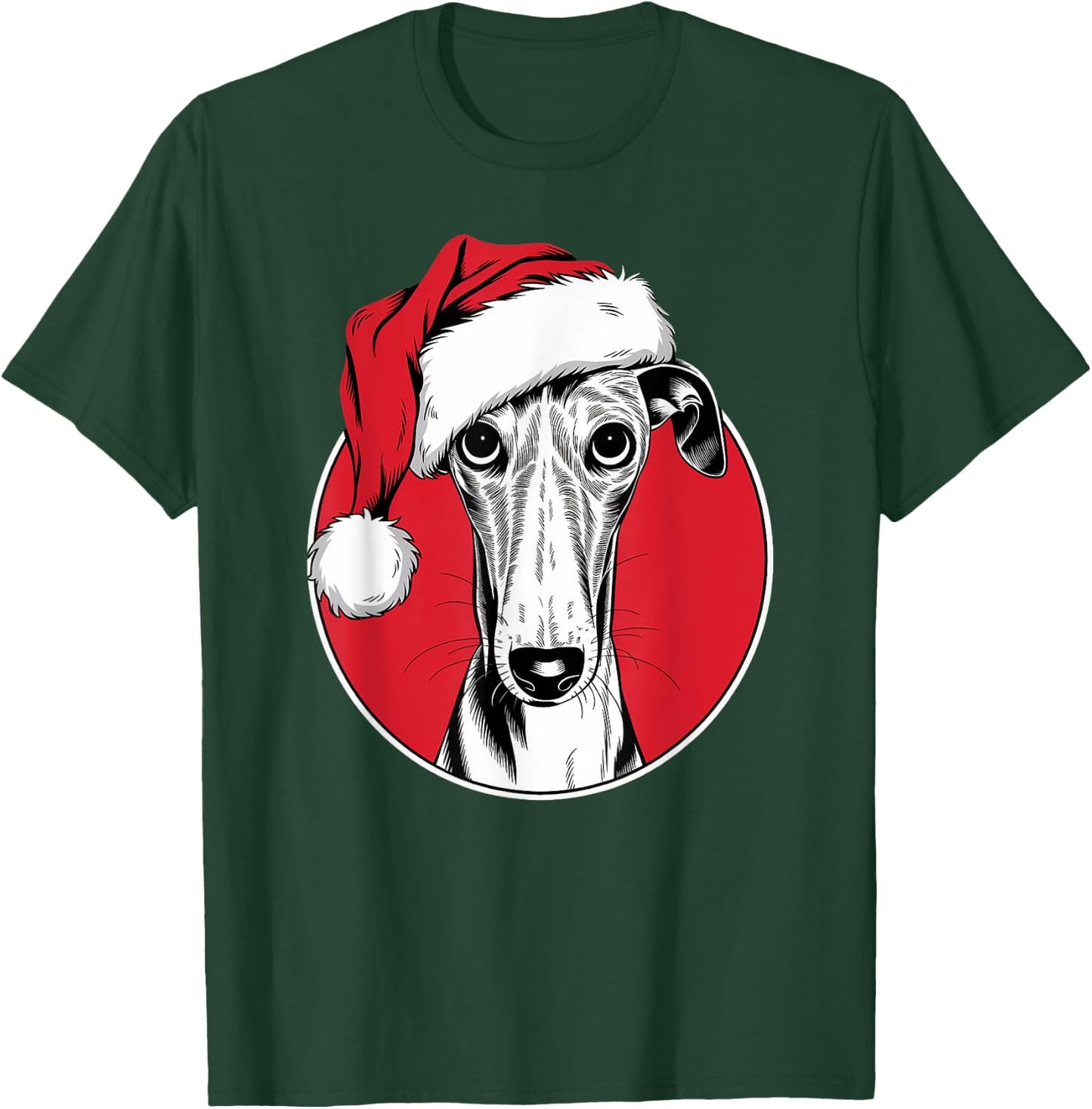 Joyful Greyhound Santa Dog on Greyhound Christmas Women Kids T-Shirt - T-Shirt | Forest