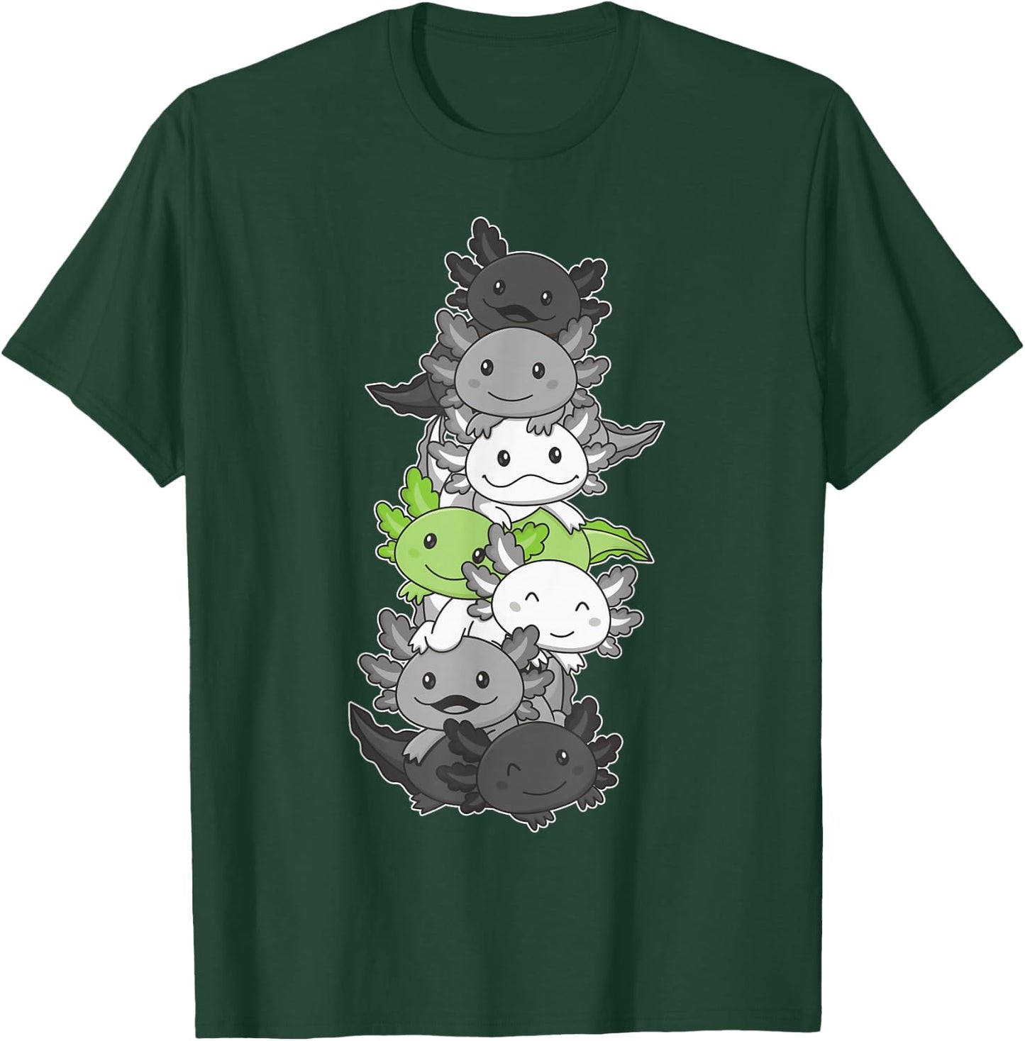 Agender Pride Month LGBTQ Agender Axolotl Flag T-Shirt - T-Shirt | Forest