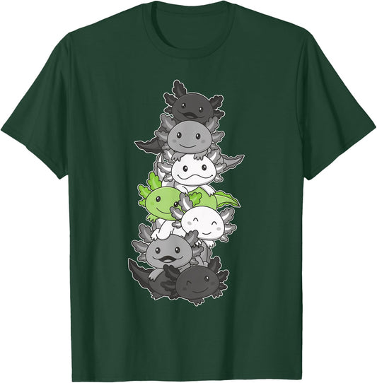 Agender Pride Month LGBTQ Agender Axolotl Flag T-Shirt - T-Shirt | Forest