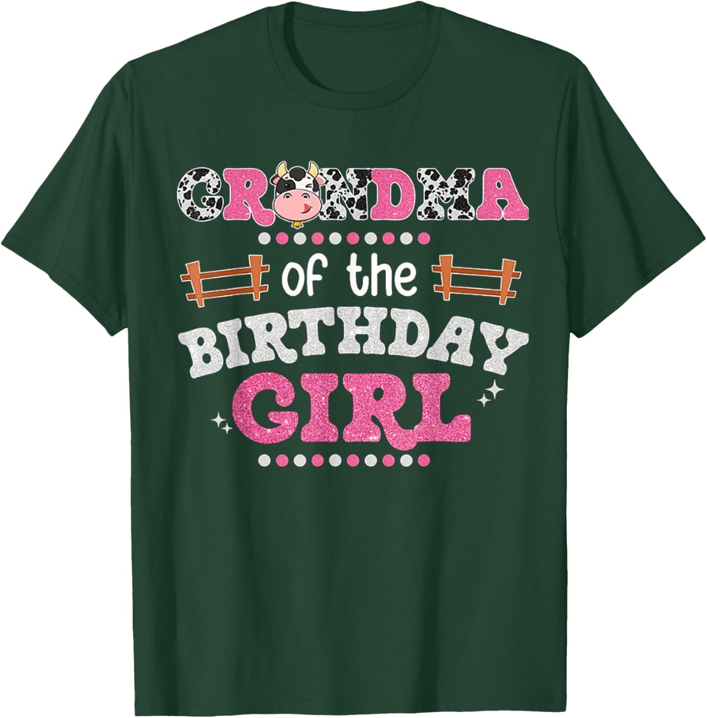 Grandma Of The Birthday Girl Farm Cow Lover Party Matching T-Shirt - T-Shirt | Forest