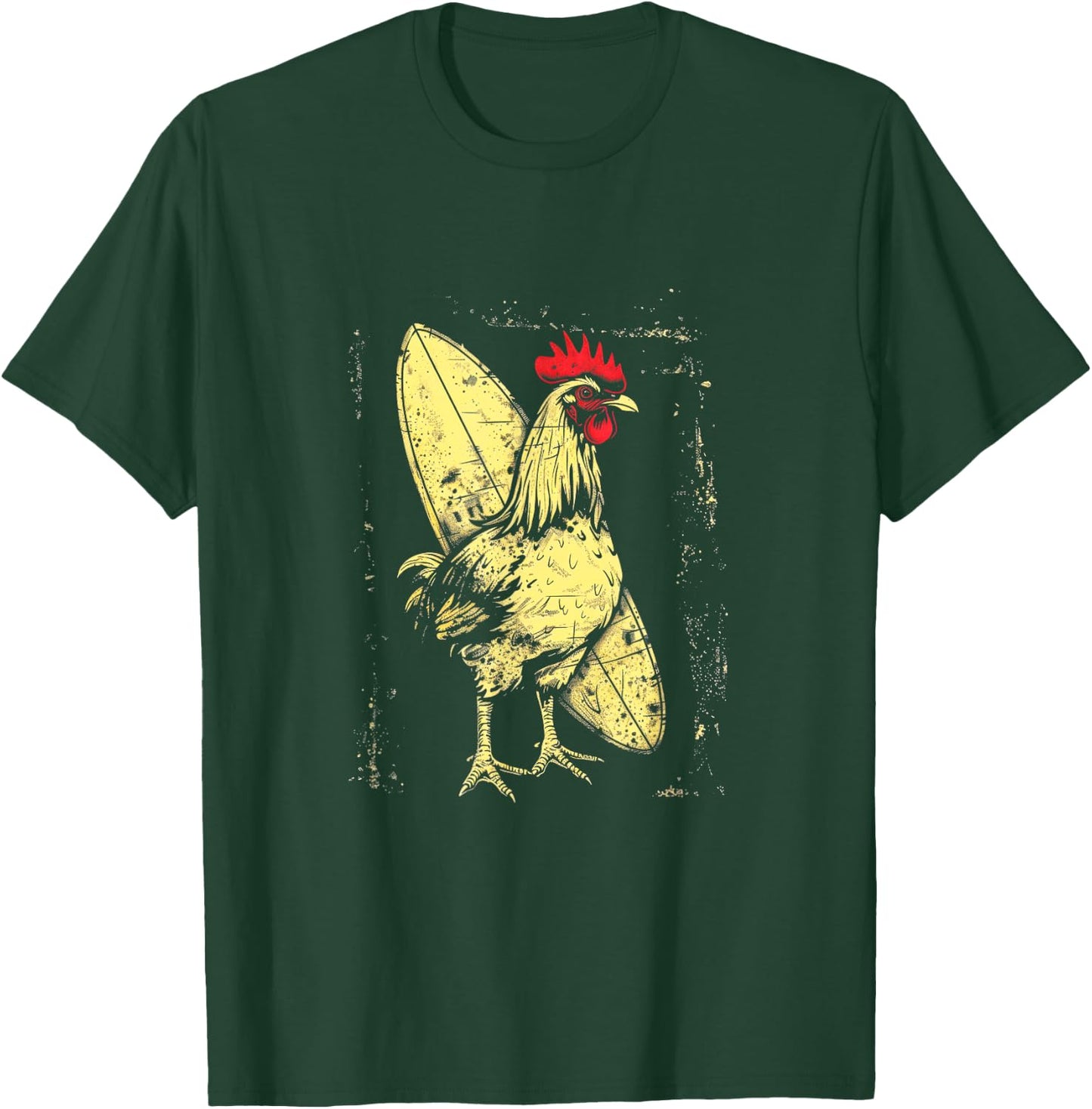 Chicken Surfboard Rooster Surfing Vintage Beach T-Shirt - T-Shirt | Forest