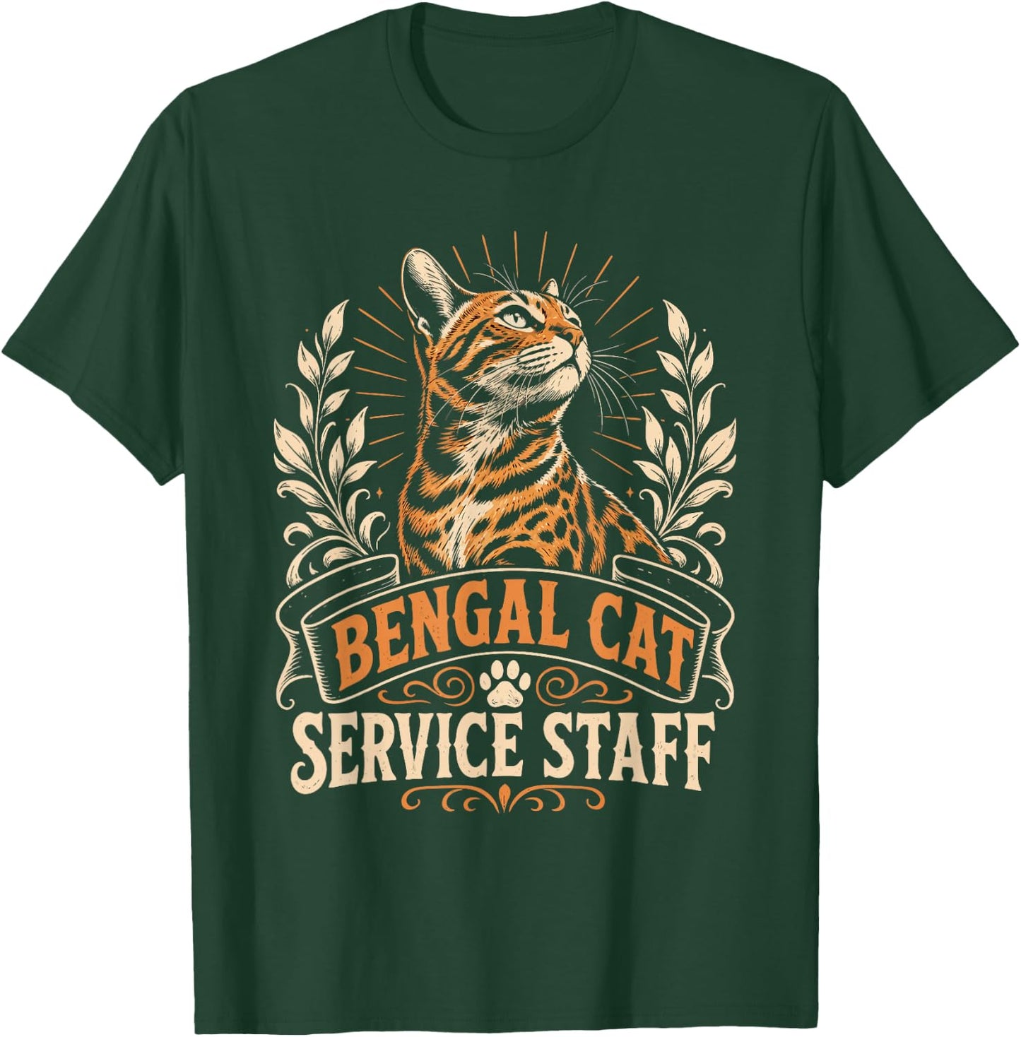 Bengal Cats Service Staff Vintage Funny Bengal Cat T-Shirt - T-Shirt | Forest