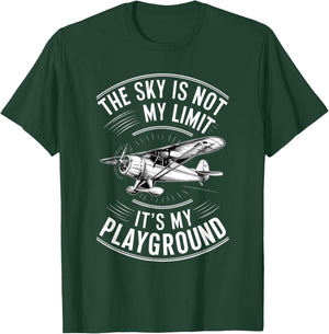 Funny Pilot The Sky Is Not My Limit It's My Playground , Black, S T-Shirt - T-Shirt | Forest