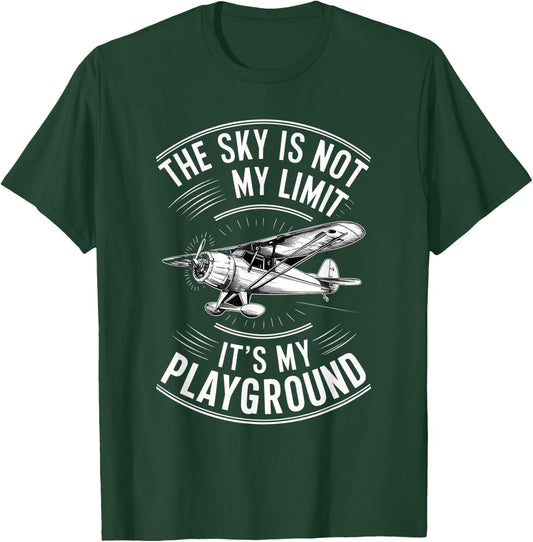 Funny Pilot The Sky Is Not My Limit It's My Playground , Black, S T-Shirt - T-Shirt | Forest
