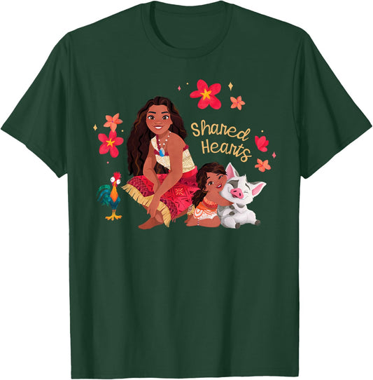 Disney Moana 2 Moana Simea Pua Heihei Shared Hearts , Black, S T-Shirt - T-Shirt | Forest