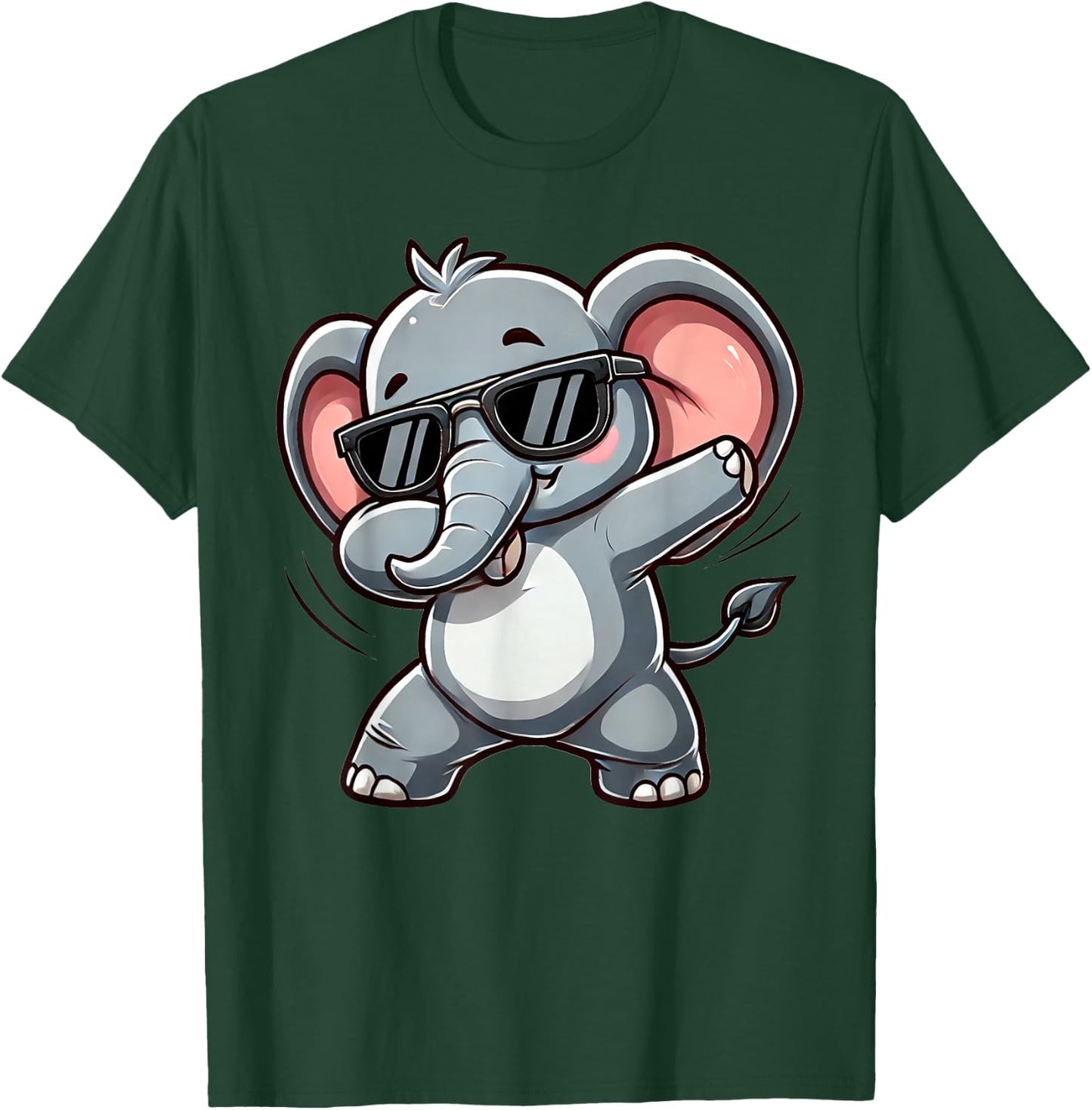 Elephant Dabbing | Cute Elephant Dancing with Elephant Motif , black T-Shirt - T-Shirt | Forest
