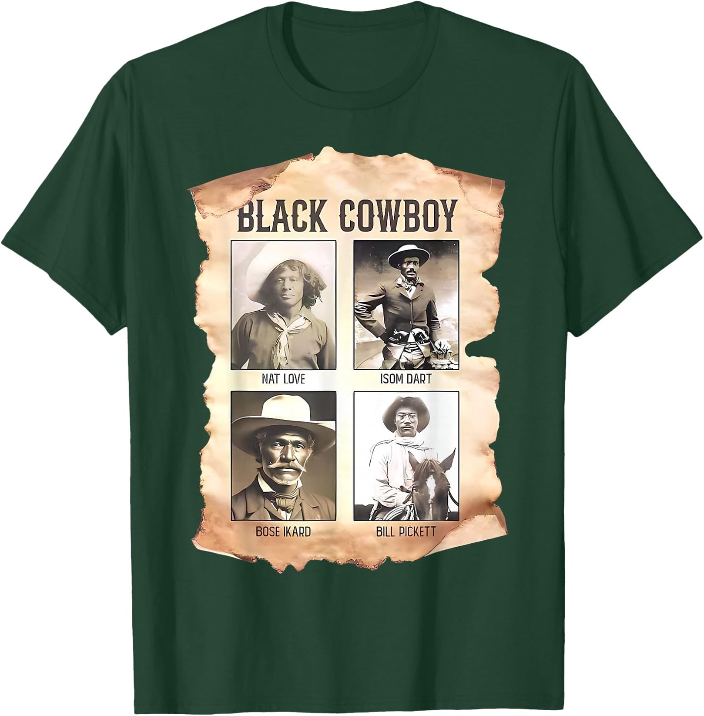 Black Cowboy Western Rodeo Melanin Black History Texas Men T-Shirt - T-Shirt | Forest