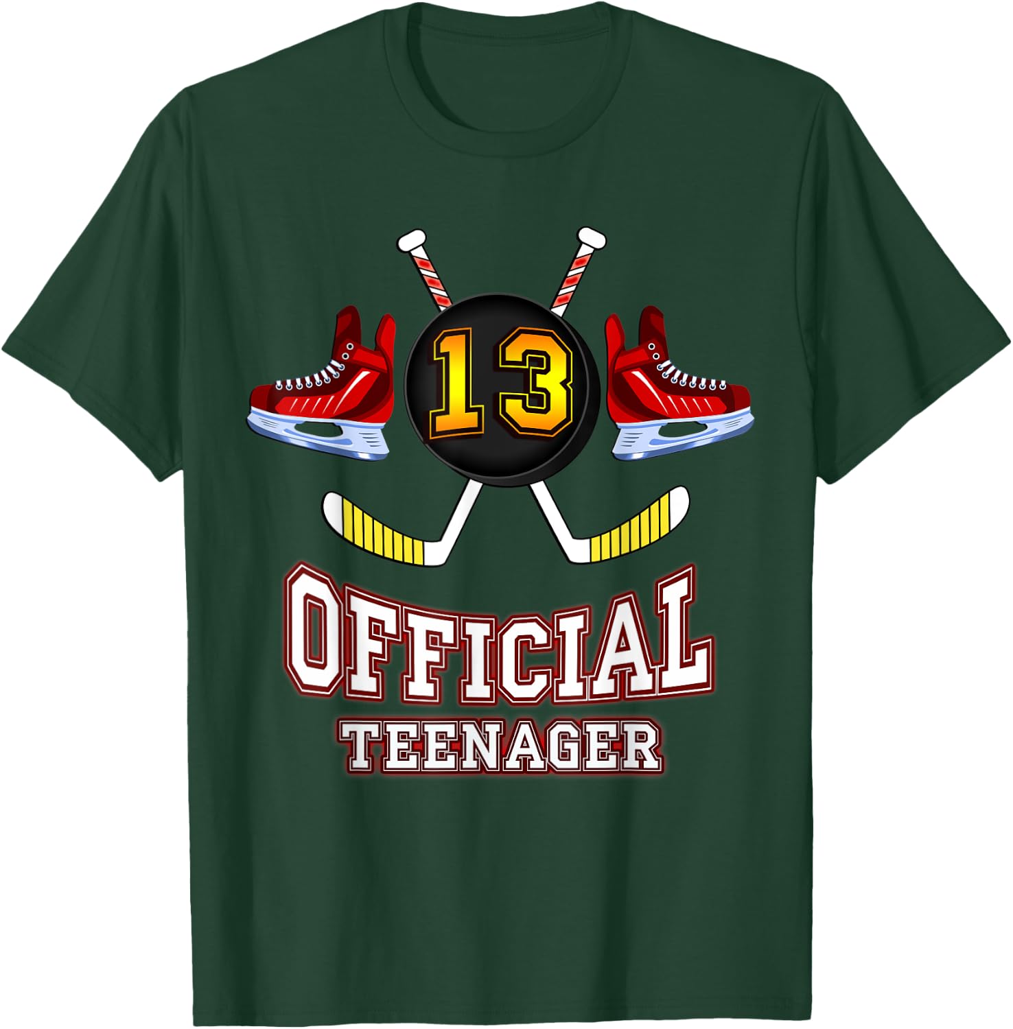 Official Teenager Ice-Hockey 13th Birthday Gift T-Shirt - T-Shirt | Forest