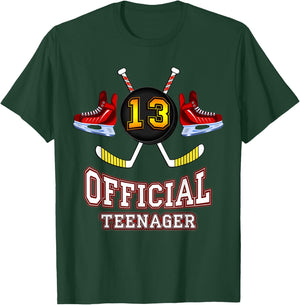 Official Teenager Ice-Hockey 13th Birthday Gift T-Shirt - T-Shirt | Forest