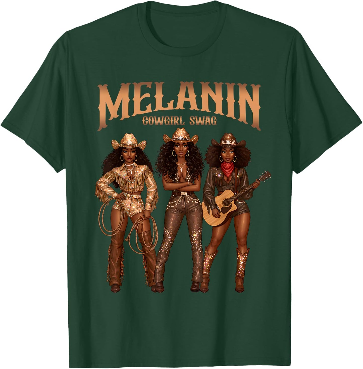 Black Cowgirl Rodeo Melanin Cowgirl Swag Black History T-Shirt - T-Shirt | Forest