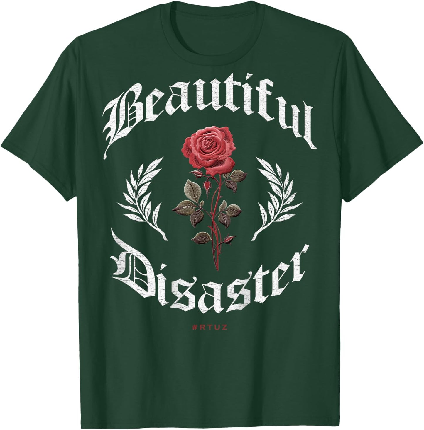 Urban Hip Hop Vintage Hipster Y2K Back Print Streetwear Rose T-Shirt - T-Shirt | Forest