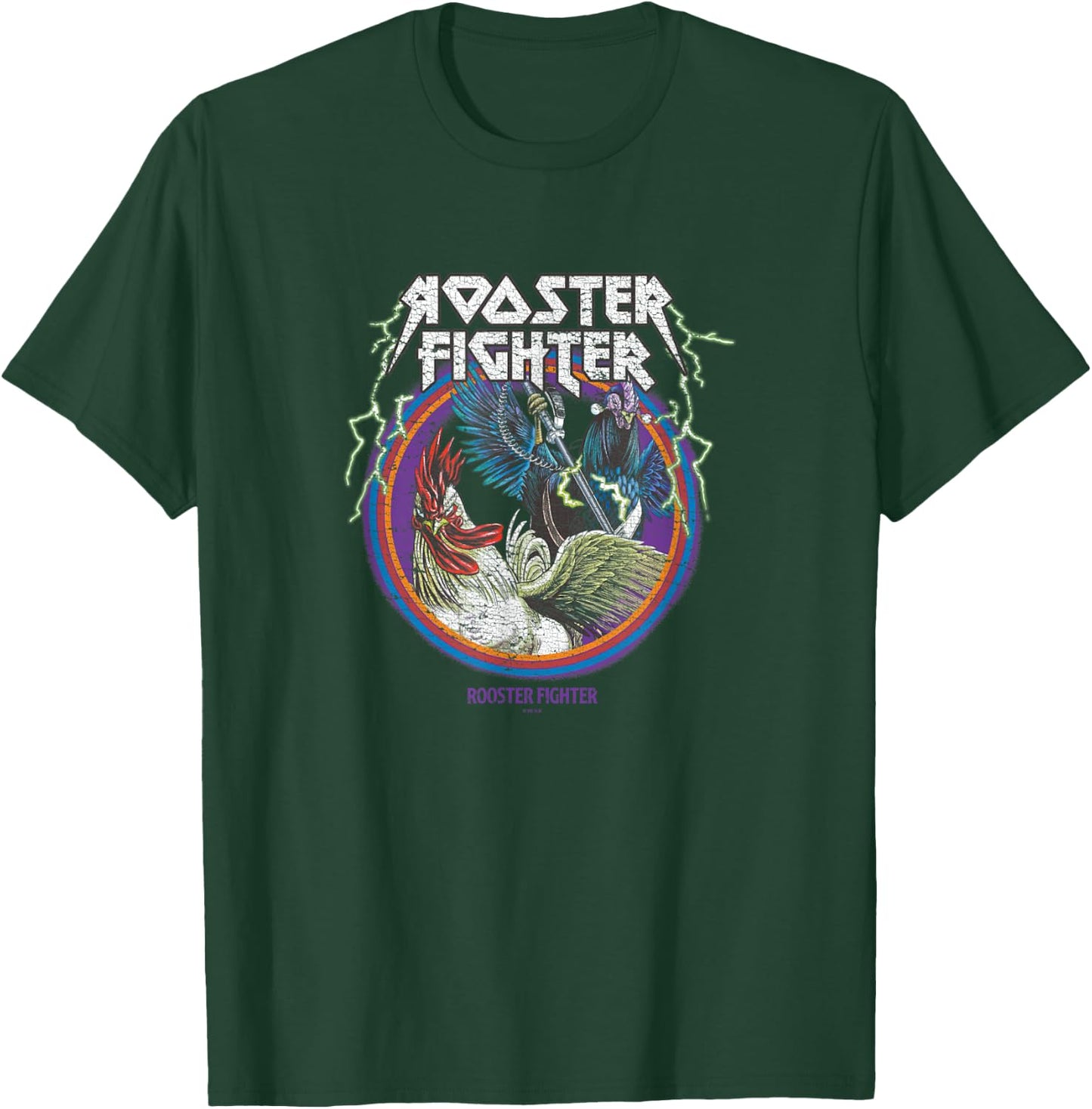 Rooster Fighter Retro Metal Keiji & Elizabeth Circle T-Shirt - T-Shirt | Forest