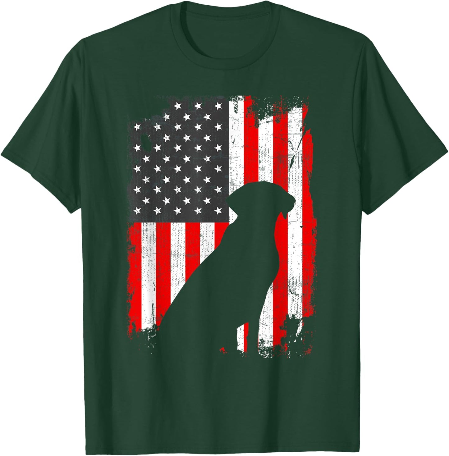 Black Lab USA Flag, Patriotic for Dog Owners T-Shirt - T-Shirt | Forest