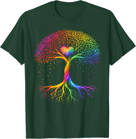 Tree Heart Colorful Rainbow LGBT Pride Men Women Kid T-Shirt - T-Shirt | Forest