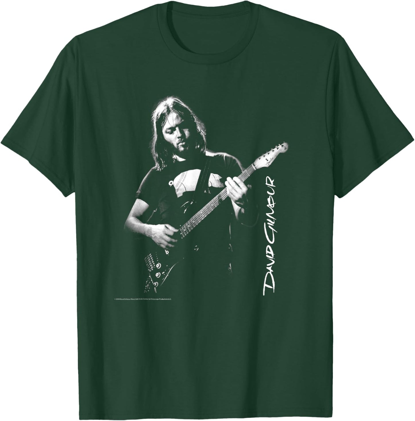 David Glimour Portrait with Guitar , black T-Shirt - T-Shirt | Forest