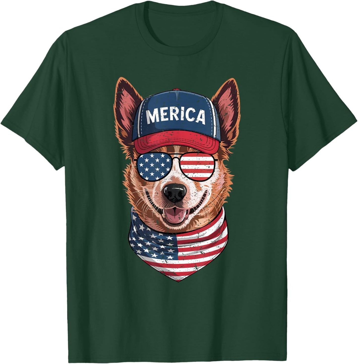 Red Heeler 4th of July US American Flag Dog Patriotic T-Shirt - T-Shirt | Forest