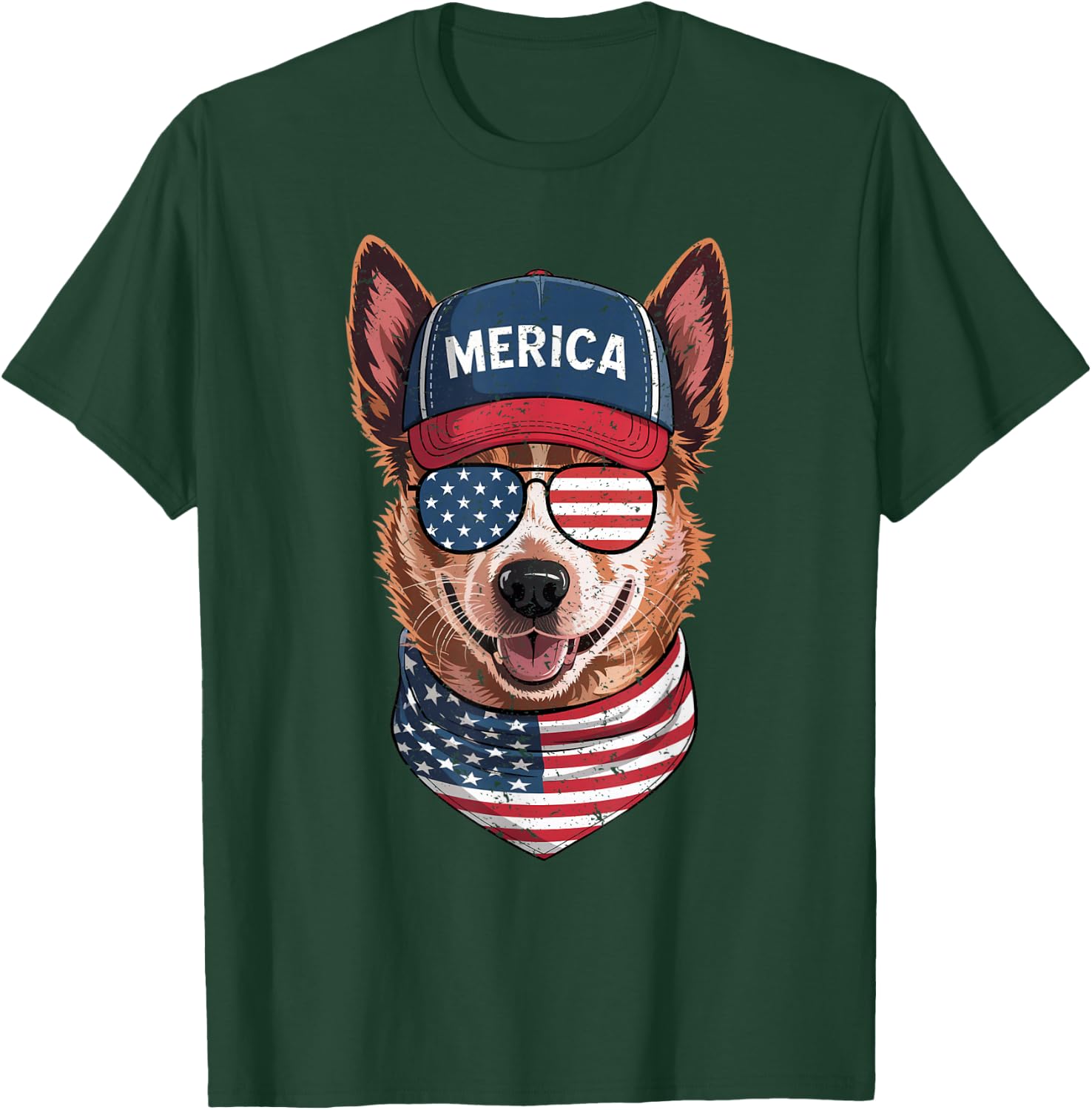 Red Heeler 4th of July US American Flag Dog Patriotic T-Shirt - T-Shirt | Forest