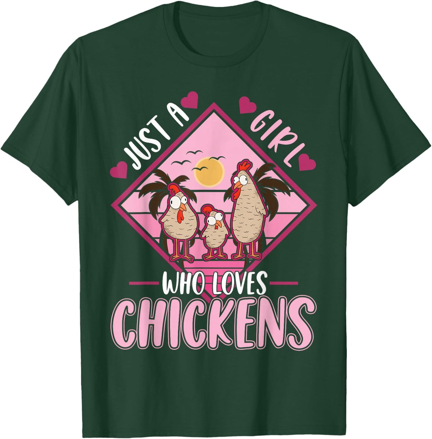 Just a Girl who Loves Chickens Girl Farmer T-Shirt - T-Shirt | Forest