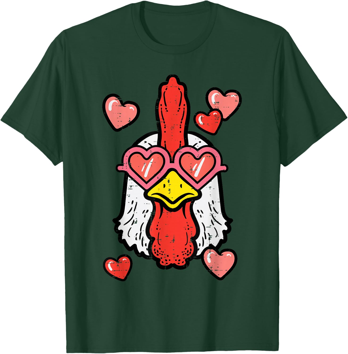 Valentines Day Chicken Hearts Cute Farm Women Girls Kids T-Shirt - T-Shirt | Forest