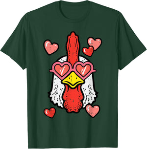 Valentines Day Chicken Hearts Cute Farm Women Girls Kids T-Shirt - T-Shirt | Forest