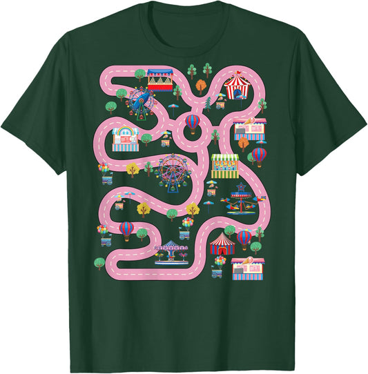 Cool Play Mat Car Racing Track Back Cute Father's Day , black T-Shirt - T-Shirt | Forest