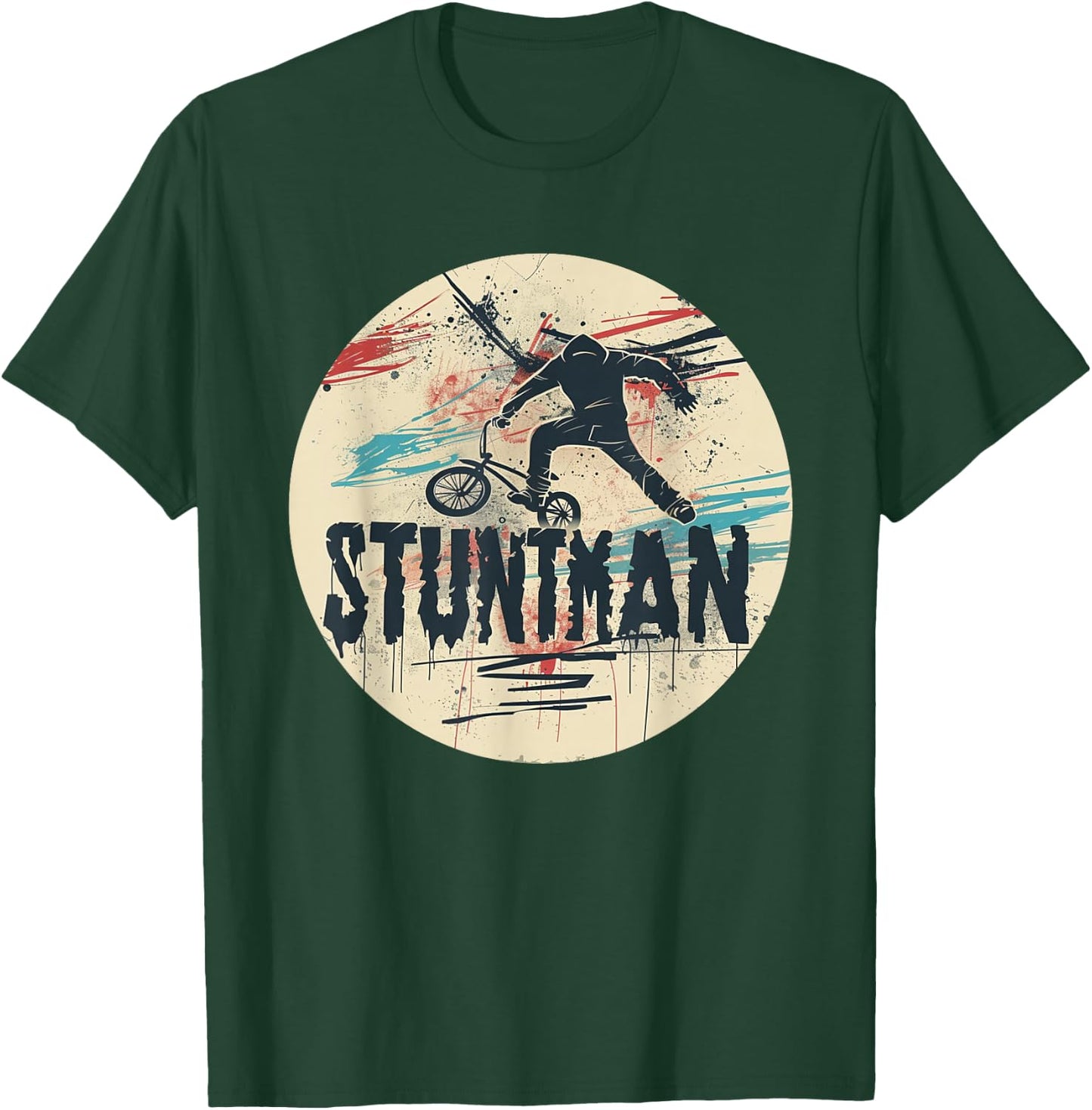 Nice Biker with Stuntman Speech Costume for Boys and Girls T-Shirt - T-Shirt | Forest