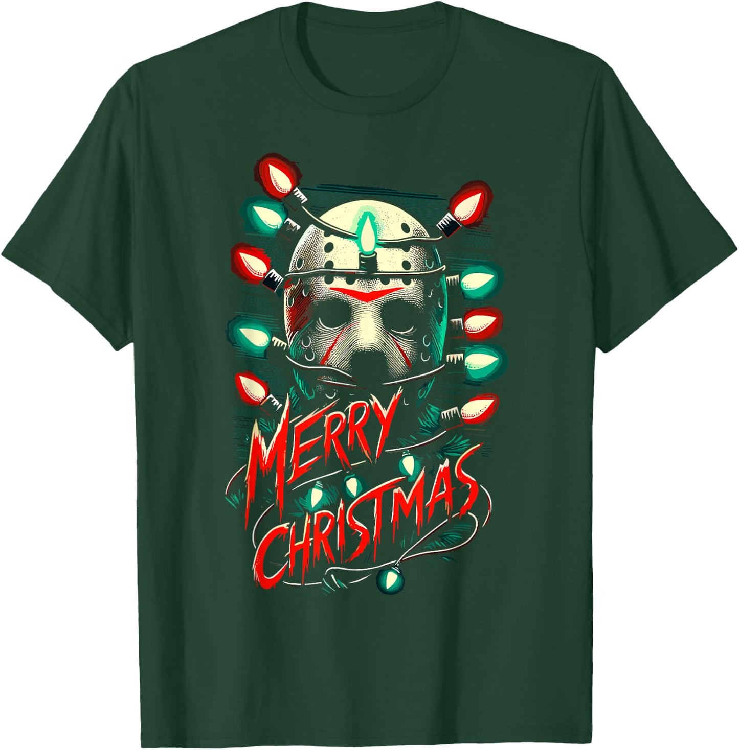 Merry Christmas Festive Slasher Candy Cane Menace T-Shirt - T-Shirt | Forest