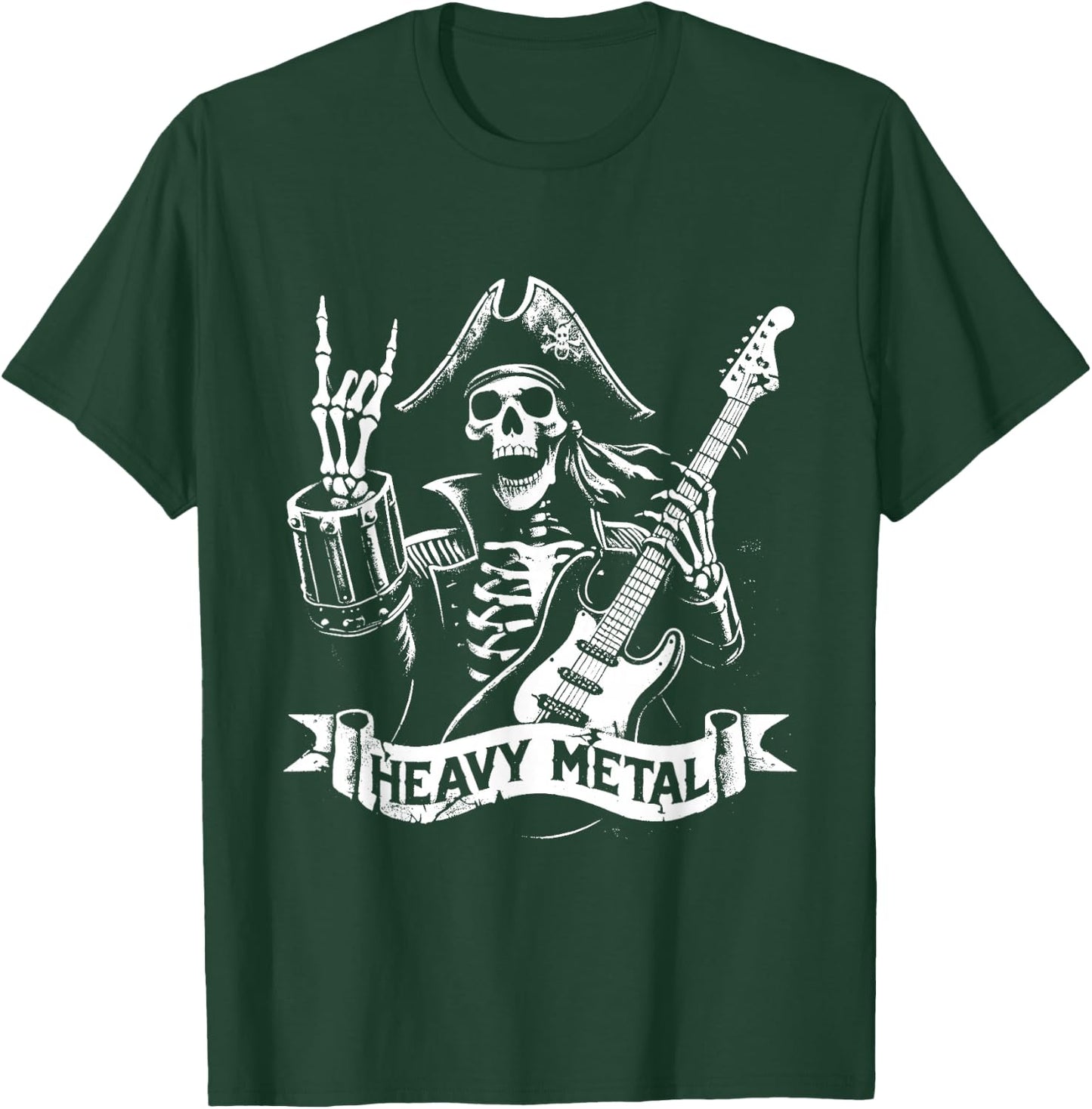 Pirate Heavy Metal - Vintage Pirate Skeleton Guitar , Black, S T-Shirt - T-Shirt | Forest