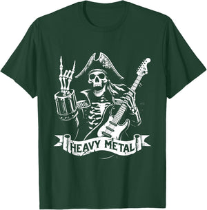Pirate Heavy Metal - Vintage Pirate Skeleton Guitar , Black, S T-Shirt - T-Shirt | Forest