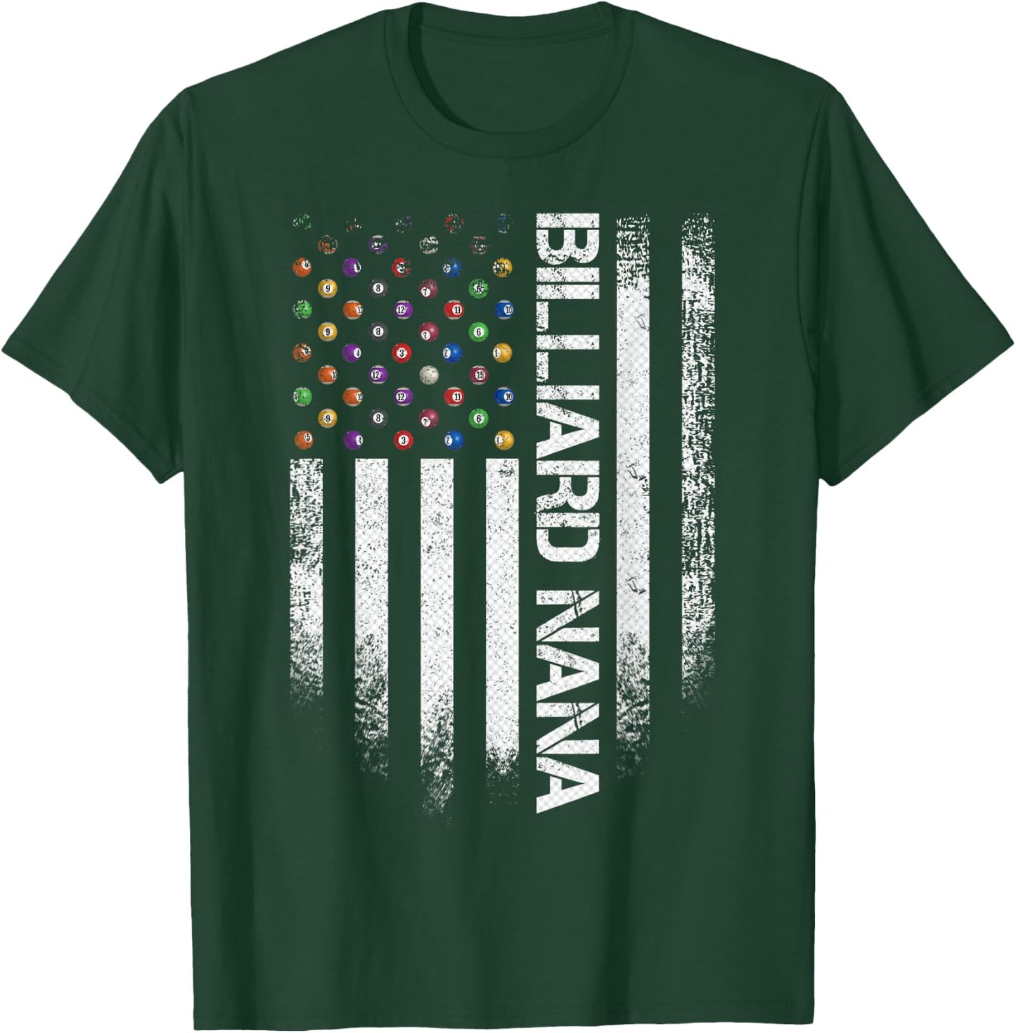 Vintage USA American Flag Proud Pool Billiard Snooker Nana T-Shirt - T-Shirt | Forest