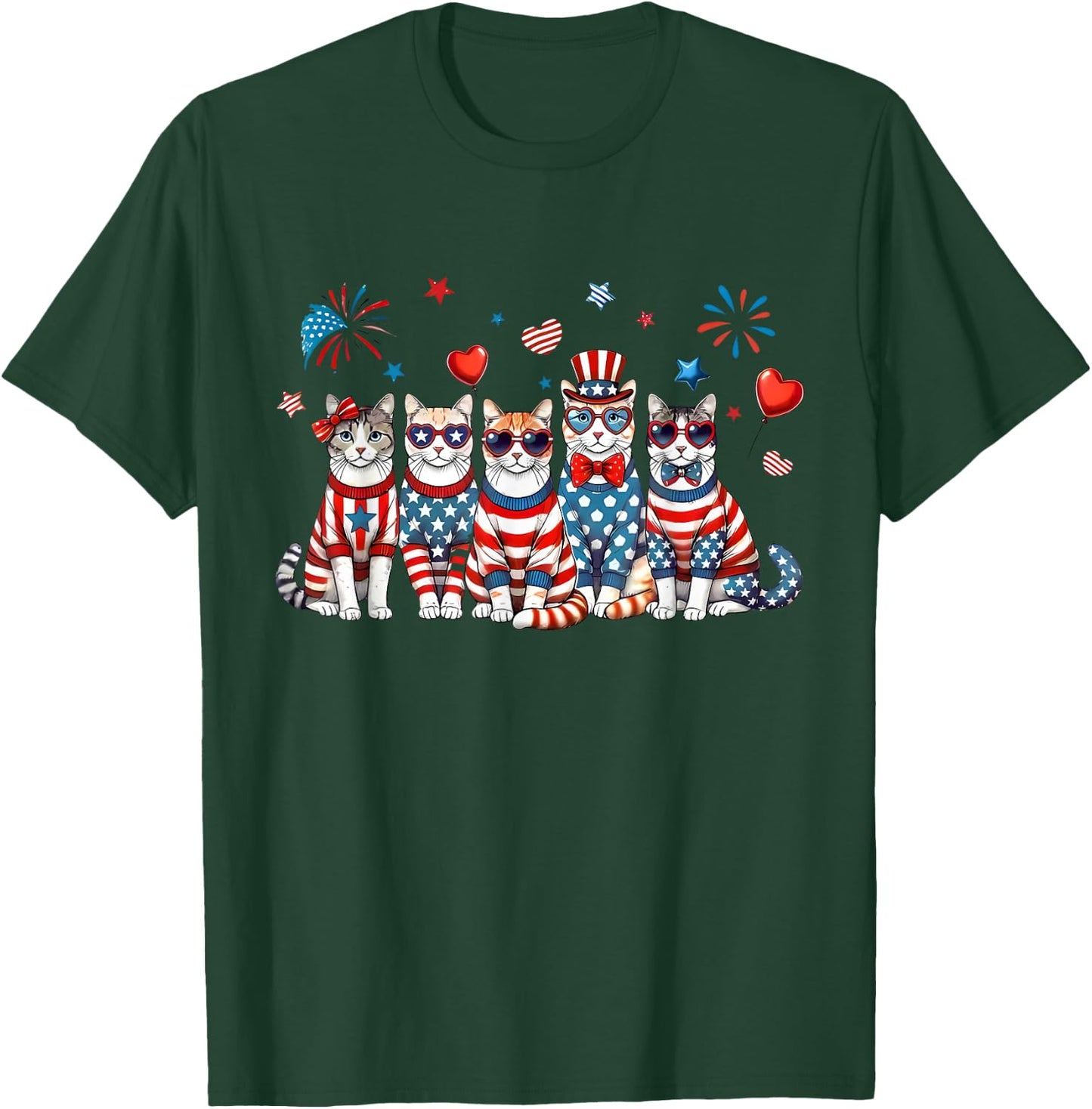 250 Years 1776 2026 250th Anniversary Cat 4th of July T-Shirt - T-Shirt | Forest