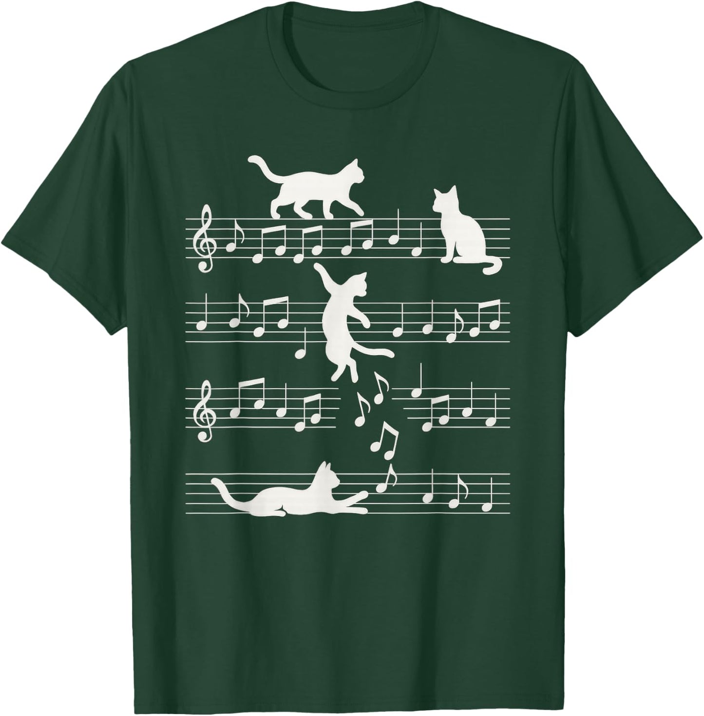 Cute Cat Clef Art Musical Note Music T-Shirt - T-Shirt | Forest
