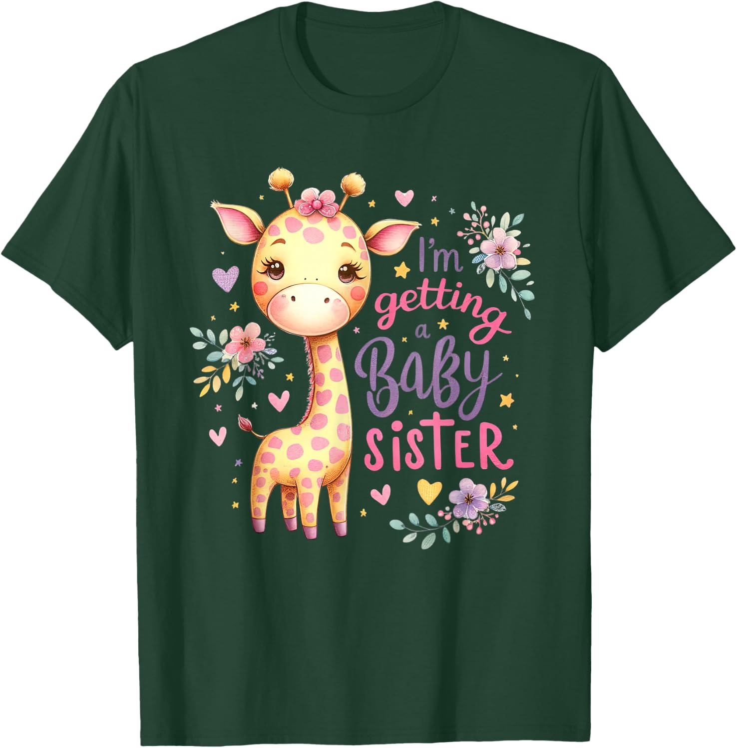 Baby Sister reveal I'm getting a Baby Sister Cute Giraffe T-Shirt - T-Shirt | Forest