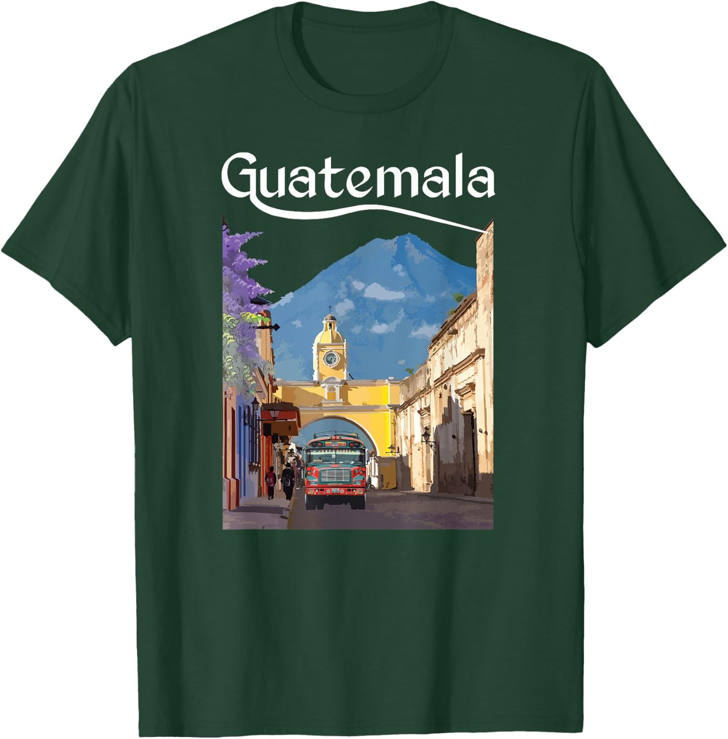 Guatemala Chicken Bus Antigua Chapin Quetzal Guate Tikal 502 T-Shirt - T-Shirt | Forest
