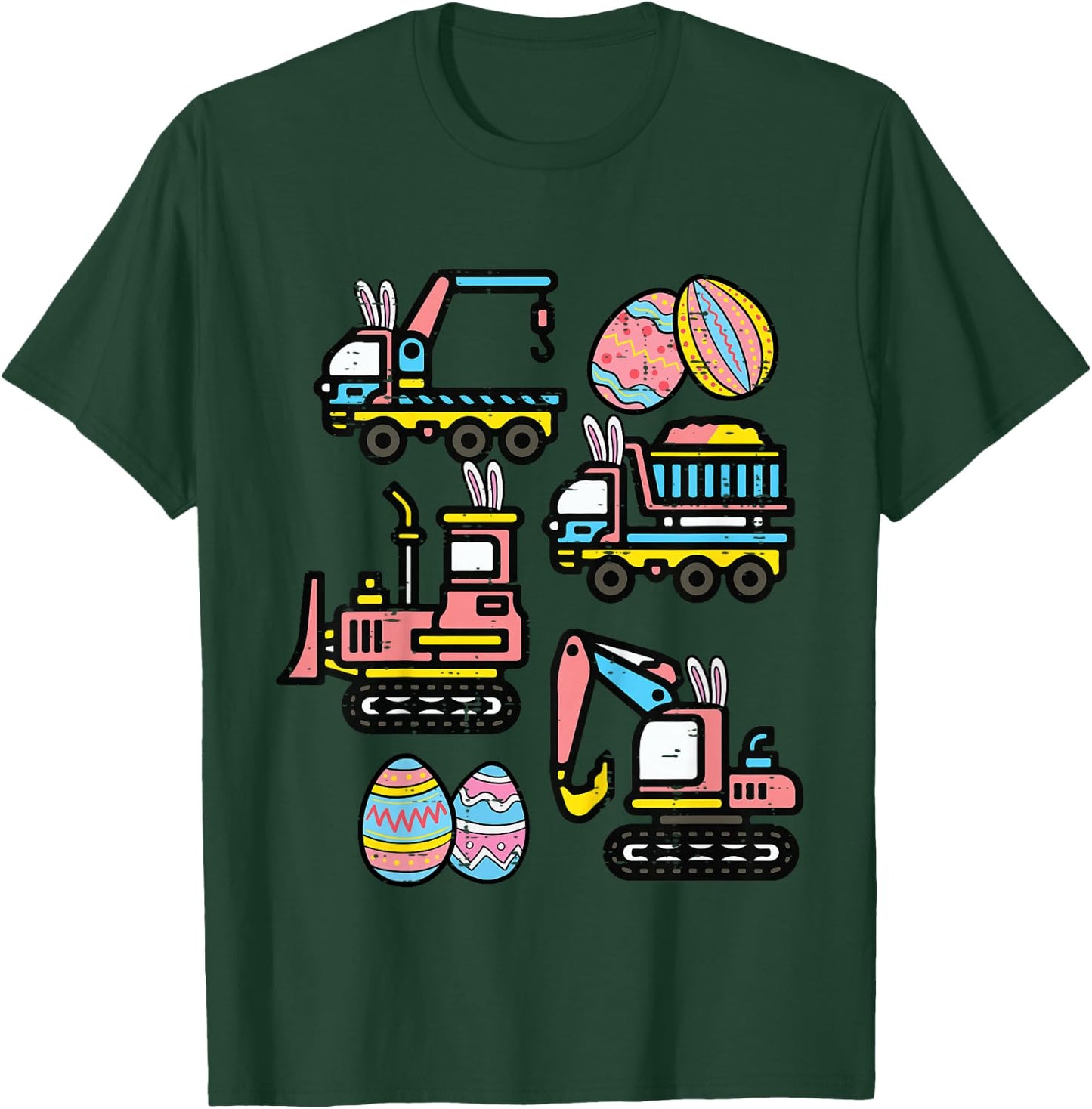 Kids Easter Construction Trucks Vehicles Boys Kids Toddlers Youth T-Shirt - T-Shirt | Forest
