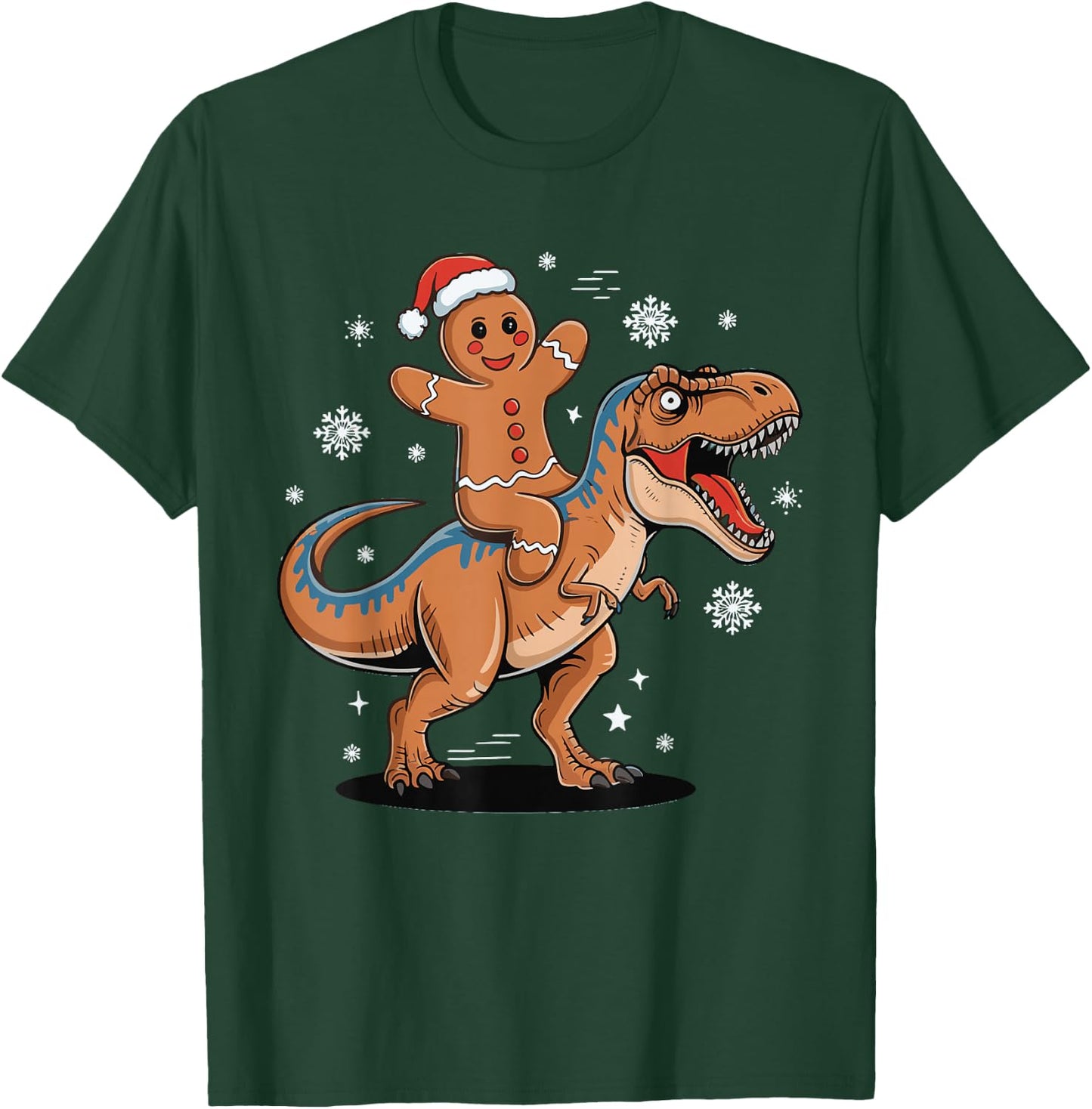 Gingerbread Riding T Rex T-Shirt - T-Shirt | Forest